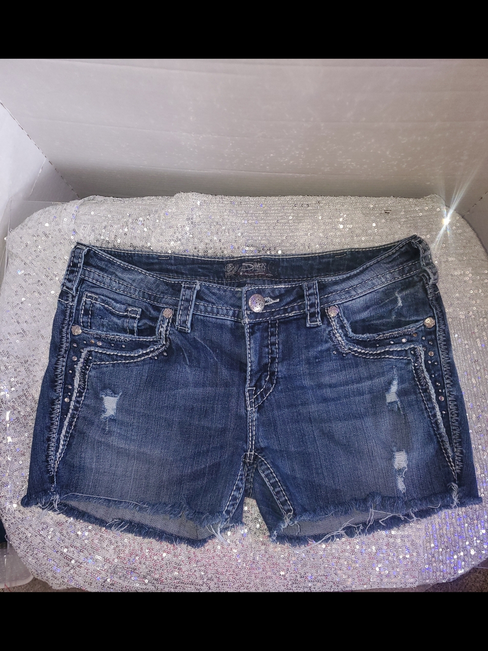 Silver Cutoff shorts